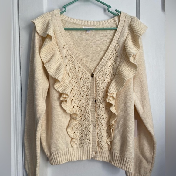 NWT - Women's LC Lauren Conrad Ruffle
Pointelle Cardigan, Size: XXL - Picture 1 of 10